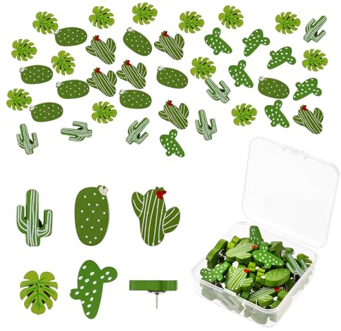 30 Stück Dekorative Reißnägel, Pinnadeln Pins Kaktus Reißzwecken Pinnwandnadeln mit Transparenter Aufbewahrungsbox Push Pins für Bulletin Board Kork Boards Fotos Wand Home Office Decors