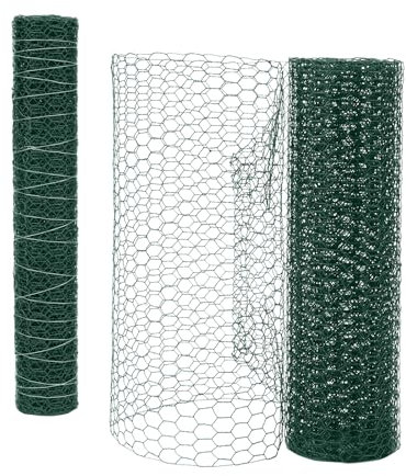 2 PCS Green Chicken Wire Mesh Roll, 40cm x 5m Green Wire Netting Fencing for Yard Garden Poultry Breeding