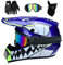 Juventud Niño ATV Casco de Motocross, con Gafas Mascarilla Guantes, Cara Completa MTB Enduro Karting Casco de Moto, Unisexo BMX Carreras Quad Dirt Bike Chocar Casco (Color : M, Size : M/54-55CM)