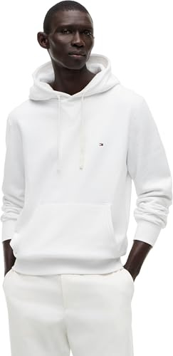 Tommy Hilfiger herr ESSENTIAL FLEECE HOODY MW0MW37230, pullover huvtröja, vit, M, Vit (vit), M