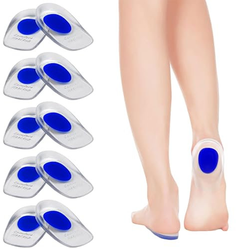 Xmart 5 Paar Fersensporn Einlagen Silikon Fersenkeil Einlagen Orthopädische Geleinlagen Blau Fersenpolster für Schuhe Gel Fersenkissen Gelkissen Ferse für Lindern Plantarfasziitis Achillesschmerzen