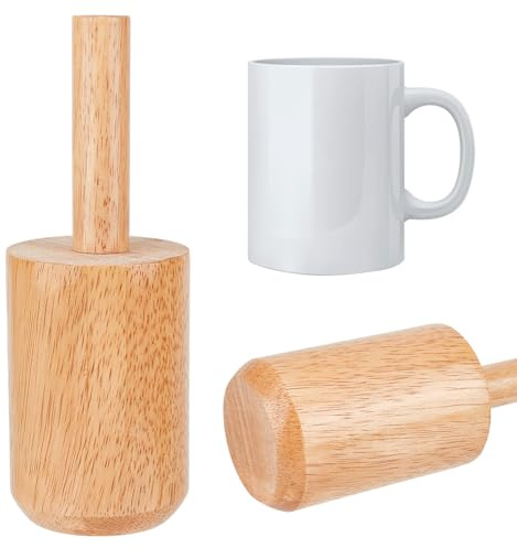 BENECREAT Moldes de Cerámica de Taza de 220x80mm, Herramientas de Cerámica de Madera Burlywood con Mango Juego de Moldes de Cerámica con Revestimiento para Arcilla Cerámica de Taza de Porcelana