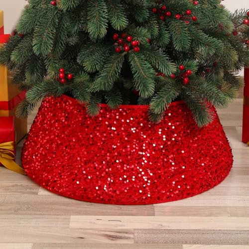 Base de pie para árbol de Navidad, redonda, para tronco, decoración perfecta para cualquier tipo de árbol de Navidad, decoración del hogar, 55 x 72 x 18 cm (rojo)