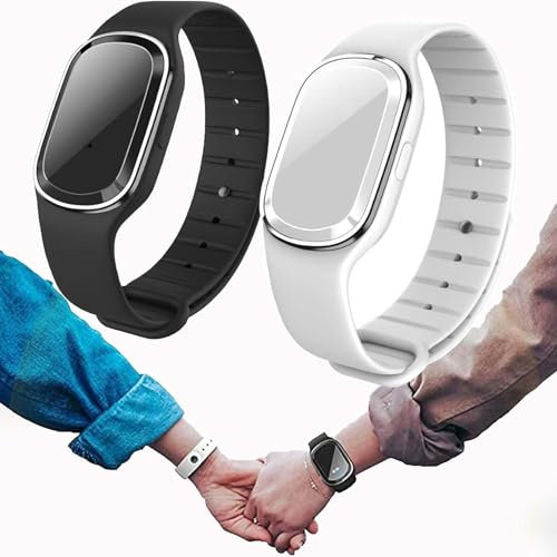 Ultrasonique Bracelet Anti-moustiques Bandes Répulsif Ultrasons Bracelet Anti-Insectes Montre Electronique pour Enfants et Adultes Camping l'escalade la randonnée (Blanc+Noir, 1)