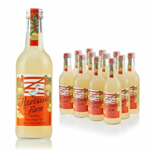 Heartsease Farm Sparkling Ginger Beer 12 x 330ml – Glass Bottle, All Natural, Real Fruit Juices, Vegan Friendly, No Added Sugar, Preservative Free, Premium Mixer or Soft Drink