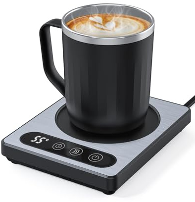 Maestri House Coffee Mug Warmer with 4 Temp Settings & 1-12 Hour Timer for Desk, Electric Portable Beverage Warmer for Home and Office for Coffee Lovers (Gray)