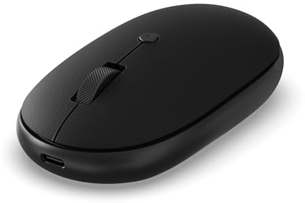 SATECHI OntheGo™ Ratón Inalámbrico, Recarga USB-C, Bluetooth hasta 3 Dispositivos, dpi Ajustable, Ratón Ergonómico Elegante para MacBook, Portátil, iPad y más – Negro