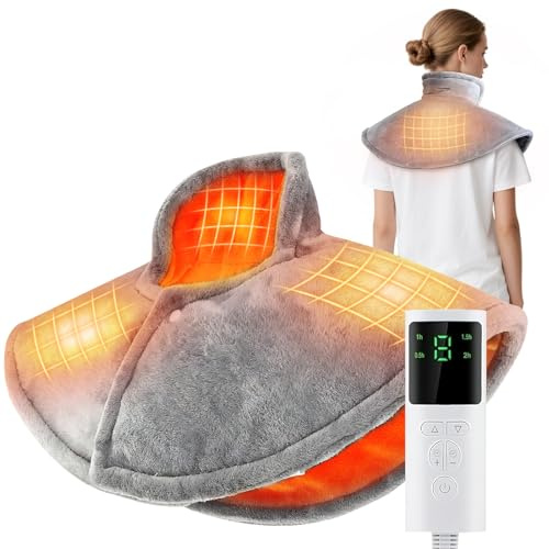 Auniq Termoforo Elettrico per Cervicale Spalle, Cuscinetto termico per collo spalle 3 Temperatura Scaldacollo riscaldato Lavabile Scaldacollo spalle per alleviare il dolore Regalo di Natale invernale