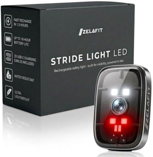 1x Ultra-bright LED Running Lights for Runners – Up to 18-Hour Battery, Clip-On Safety Light for Night Running, Attaches to Vest or Clothing – Ultra-Lightweight, USB-C Rechargeable, Water-Resistant