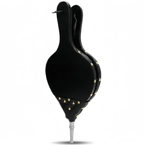 WAHEWUD Fuelles para Chimenea, Sopladores De Aire Manuales de Madero y Cuero PU, Diseño Rústico Portátil, Fuelles para Fogones, Accesorios para Chimeneas para Barbacoa (Plata Röhre)