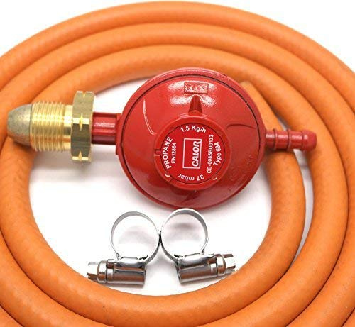 Calor Gas Brand 37Mbar Propane Gas Regulator 1Mt Hose & 2 Clips
