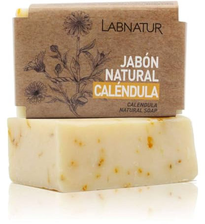 Jabón Natural Caléndula 100g Labnatur. Vegano Natural Regenera, Cicatriza y Calma. Para Piel Sensible. Hidrata y Protege para Pieles Delicadas. Limpiador Cara y Cuerpo Suave.