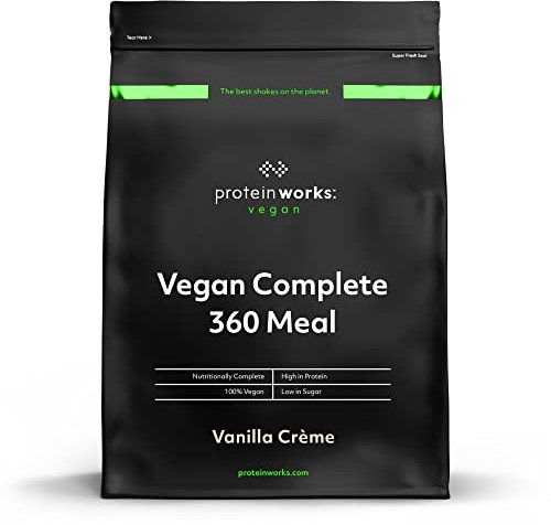 Protein Works - Vegan Complete 360 Meal Shake , 100% Vegan Meal Replacement Powder , Complete Meal , Plant Based Meal Shake , 5 Servings , Vanilla Crème , 500g