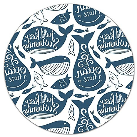 Coloray Glass Chopping Board ⌀ 15.8 inch/fi 40cm Splashback for Kitchen Tempered Safety Glass Protection Worktop Saver Cutting Board - Navy Blue Whale Sea Life Marine Style
