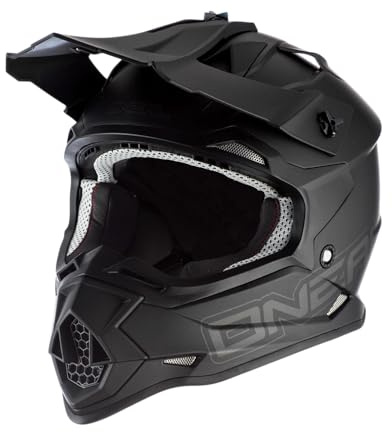 O'NEAL | Motocross-Helm | MX Enduro | ABS-Schale, Lüftungsöffnungen für optimale Kühlung | 2SRS Helmet Flat V.23 | Erwachsene | Schwarz | Größe S (55/56 cm)