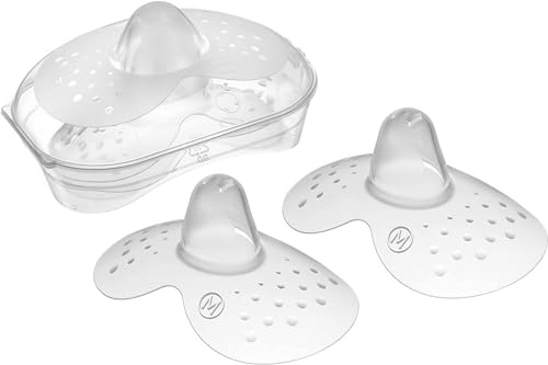 MAM Nipple Shield | Medium | 2 Pack | Comes in Sterilisable Travel Case | SkinSoft Silicone Familiar for Baby | Protects and Supports Breastfeeding