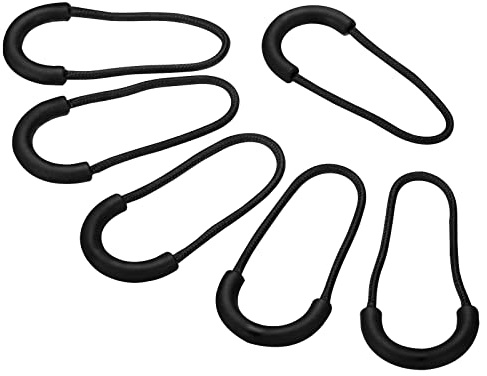 PATIKIL Zipper Pulls Replacement, 15 Pack Extension Cord Handle Plastic U-Shape Tab Tag Extender for Luggage Backpacks, Jackets, Handbags Black