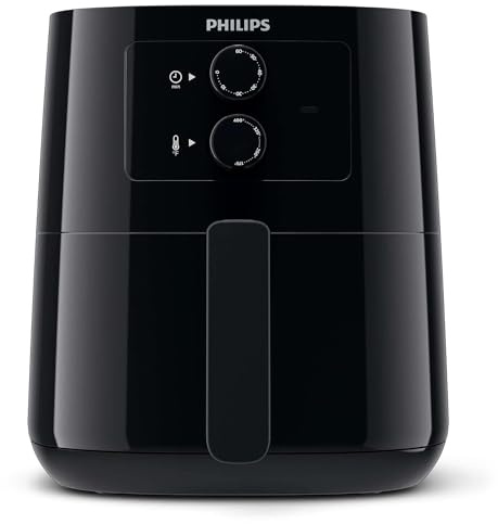 Philips Essential Airfryer mit Fast Air Technologie, 4,1 L Fassungsvermögen, Analog-Funktionen, 12-in-1, 1400 W, Netzspannung 220 V, 50 Hz, schwarz, HD9200/90