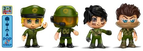 Pinypon Action PNC46000 Lot de 4 Figurines avec pièces interchangeables, Figurines Militaires, Jouet pour garçons et Filles de Plus de 4 Ans
