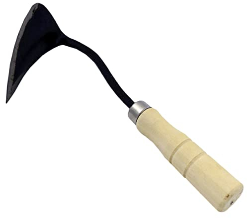 Yardwe Pioche triangulaire avec manche en bois Outil de jardinage ergonomique pour désherber et planter facilement, durable et tranchant pour une performance optimale en horticulture