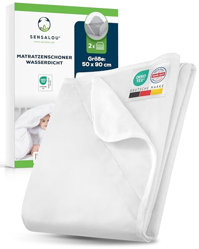 Sensalou Matratzenschoner wasserdicht 50 x 90 cm 2er Set – Matratzenschutz für Baby Beistellbett und Kinderbett klein– wasserdichte Nässeschutz Unterlage, Oeko-TEX Zertifiziert, waschbar