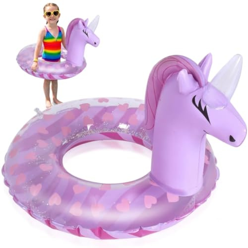 Zuimei Inflatable Pool Floats Swimming Rings for Kids 5-9 | Durable PVC Pool Tubes with Glitter, Easy to Inflate, Swimming Pool Toy, Rubber Ring for Swimming Pools Water Party