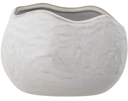Bloomingville Pennie Collection Wei�er Blumentopf, organisches Design, glasiertes Steingut, perfekt f�r Zimmerpflanzendekoration, mattes Finish, L 16,5 x H 11 x B 13 cm, einzigartig mit Farbvariation