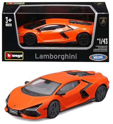 Bburago - Lamborghini Revuelto Orange, 1:43 Scale Die-Cast Metal Car, Supercar Replica with Orange Livery, Collectible Model, Officially Licensed by Lamborghini, 3+