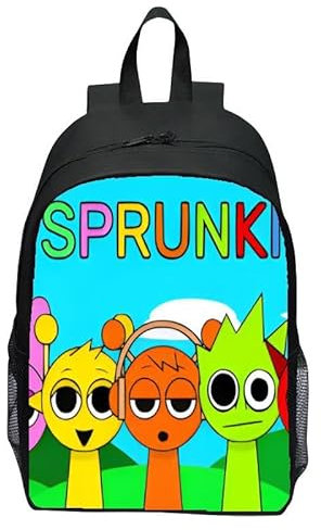 Sprunki Gaming-Rucksack, 30,5 cm und 40,6 cm, Kindertasche, Kindergarten, Grundschule, leichter Tagesrucksack, Jungen, Laptop-Schultertaschen, A4, 14.5 inch