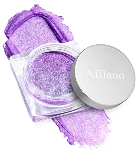 DE'LANCI Mystic - Ombretto con glitter, colore viola, effetto magico e resistente per 24 ore, texture cremosa per eventi serali, trucco artistico, vegano #09