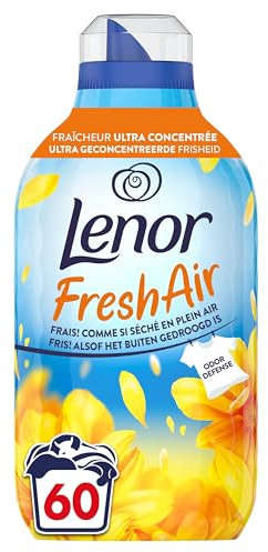 Lenor Fresh Air Adoucissant 60 Lavages (840ml), Parfum Rayons De Soleil, Protection Anti-Odeurs, Fraîcheur Ultra Concentrée, Fabriqué En France