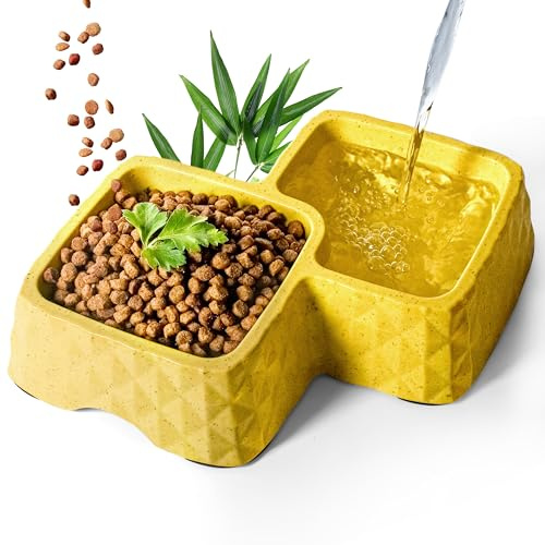 ne&no® Bambus-Doppelnapf rutschfest für Katzen und kleine Hunde -bis 400g Futter + 350ml Wasser Inhalt- Katzen Fressnapf - Hundenapf Bambus - Trinknapf Katze