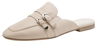 Tamaris Women's Flat Leather Sabot, Ivory Leather, 7 US