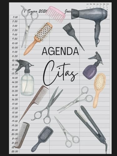 Agenda Citas Para Peluquería 2026 : Libro de Citas para 2026 con Fecha y por Horas, Dia por Pagina 3 Empleados | Intervalo de 30 Minutos de 7:00 a 22:30 (3 Columnas) y Calendario de Mes Corriente A4