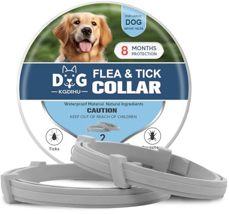 HCDGCD Collar Antipulgas y Garrapatas para Perros, Protección Natural a Base de Plantas, Seguro para Mascotas y Familia, Collar Ajustable e Impermeable, Dura hasta 8 Meses – Pack de 2