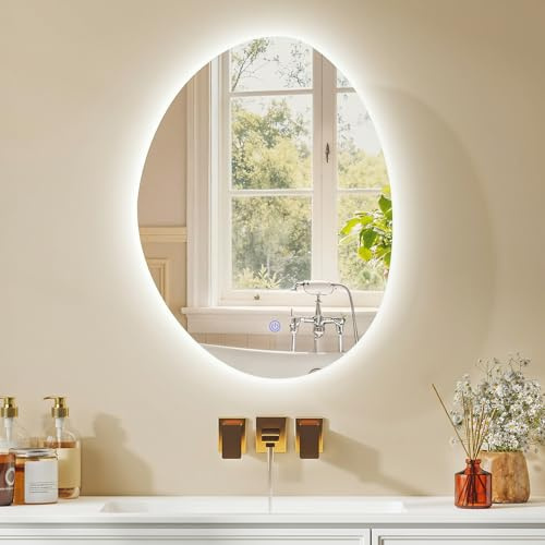 HOMCOM Armoire murale salle de bain avec miroir et éclairage LED, 50x14x70cm, meuble salle de bain à anti-buée, 3 températures de lumière, étagères réglables, minuterie, porte à fermeture douce, blanc