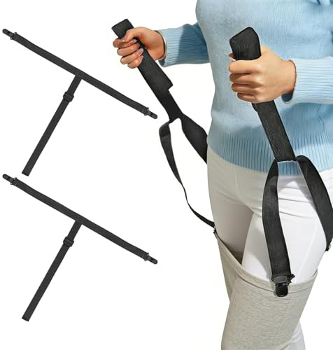 2 pezzi aiuto per indossare pantaloni, cintura con sistema di clip and pull, supporto regolabile per scarpe, calze e pantaloni, per anziani, disabili e donne incinte (nero)