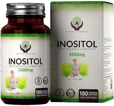EN Inositol | Myo Inositol Chrom & Folsäure Hochdosiert - 1000mg Myo-Insoitol pro Portion | 180 Myo-Inositol Kapseln | Gentechnik-, Gluten-, & Allergenfrei | Hergestellt in Großbritannien