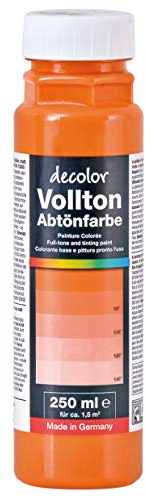 decotric Decolor Bunte Abtönfarbe Orange - 250 ml I Dispersionsfarbe für dekorative Anstriche und wasserbasierten Materialien I Hohe Farbkraft & Ergiebigkeit