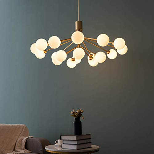 Kosilum – Grande lampada a sospensione dorata a 18 sfere – Audrey – Luce bianca calda – Illuminazione soggiorno camera cucina corridoio – 18 x max 5 W – G9 – IP20