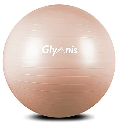 Glymnis Pelota de Pilates Pelota Anti-Burst para Pilates Gimnasia Fitness Embarazo Yoga Embarazo 55cm 65cm 75cm con Hinchador Rosa Oro (65cm)