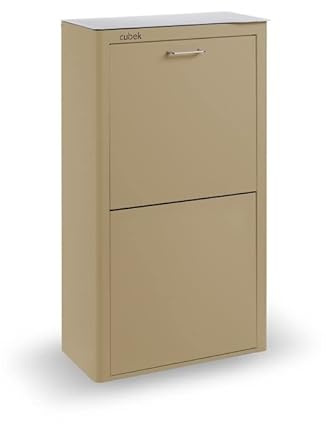 DON HIERRO - CUBEK Mülleimer/Recyclingeimer - lackiert, 4 Inneneimer mit großem Fassungsvermögen-Sand