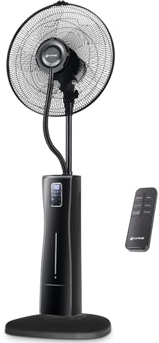 Grunkel Ventilador de agua con nebulizador depósito de agua con Mando a distancia. (Negro PRO)