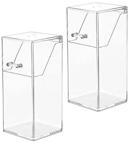 Zerodeko 2 Uds. De Soporte para Brochas de Maquillaje Cubierto de Acrílico con Tapa Organizador de Maquillaje Transparente Soporte para Brochas de Maquillaje con Tapa Caja de