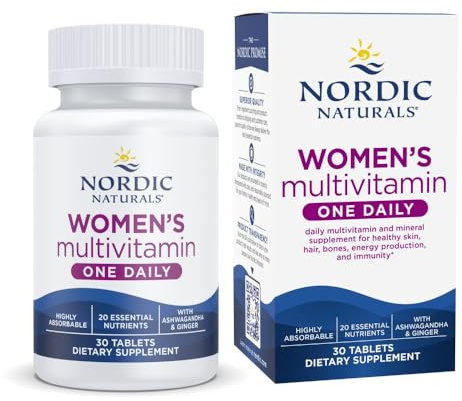 Nordic Naturals Women’s Multivitamin One Daily - Skin, Hair, Energy, & Bone Support - Immunity Supplement - 20 Essential Nutrients - 30 Tablets - 30 Servings