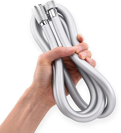 Jasya Silicone Shower Hose Extra Long,Explosion Proof Anti Winding Showerhead Hose,Used In Showerheads Spray Bidet Bathing Toilet Cleaning Flexible RV Shower Hoses Replacement (Silver, 59 In)
