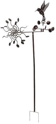 Escultura de Viento, Decoración de colibrí de Molino de Viento de Metal de Soporte Estable de Rotación Estable de Hierro para Jardín