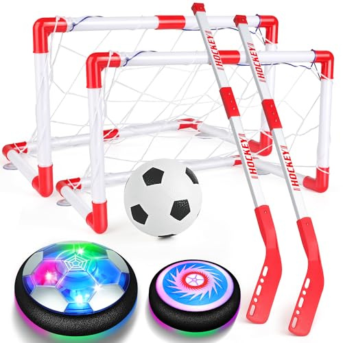 Helsort Hover Soccer Ball Set, Hover Hockey Set for Kids, Air Floating Soccer Toys Hockey Ball with Led Light, Indoor Outdoor Sports Toys & Games, Christmas Birthday Gifts for 3-12 Years Boy Girl