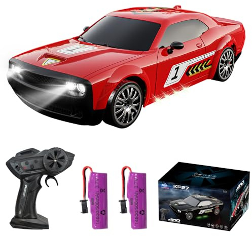 Teeggi RC Drift Car 1:20, fjärrstyrd bil för barn, 2,4 GHz racingbil med LED-lampor, 15 km/h, 4WD, fjärrstyrd racingbil, leksak och present