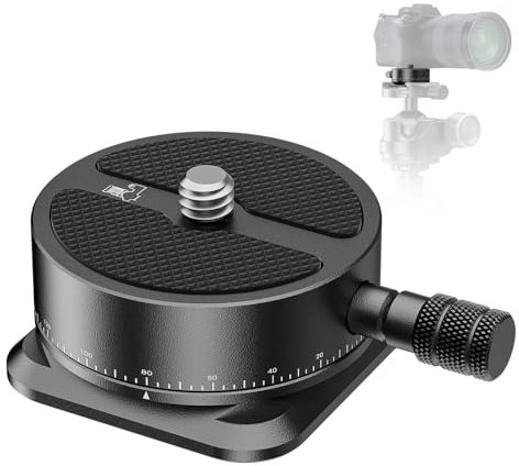 NEEWER Panorama Schnellwechselplatte, 360° skalierter Schwenkkopf Kamerastativ Montage Adapter mit Arca Typ Basis und 1/4 Schraube für DSLR Camcorder Stativ Monopod Slider, Max. Belastung 5kg, QRP-6